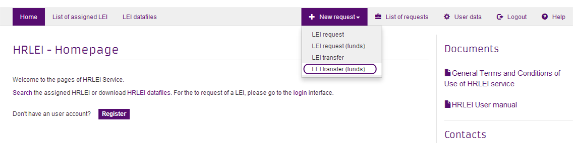 Transfer request